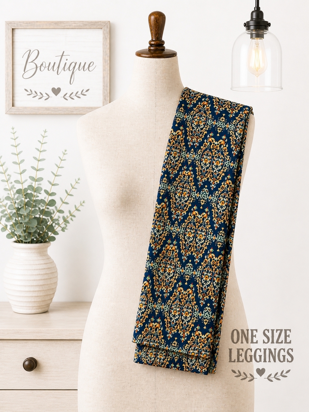 LuLaRoe Navy Blue Medallion One-Size Leggings